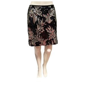 Walter Baker Letty Skirt Size 6 Black and Silver Sequin Mini Skirt Zip Back NWT